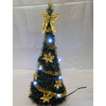 Svietiaci vianočný kužel - LED - zdobený - Zlatý LED10 - 50 cm
