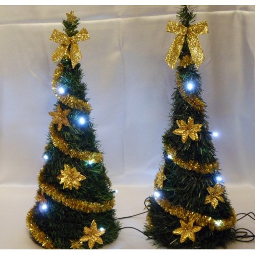 Svietiaci vianočný kužel - LED - zdobený - Zlatý LED10 - 50 cm