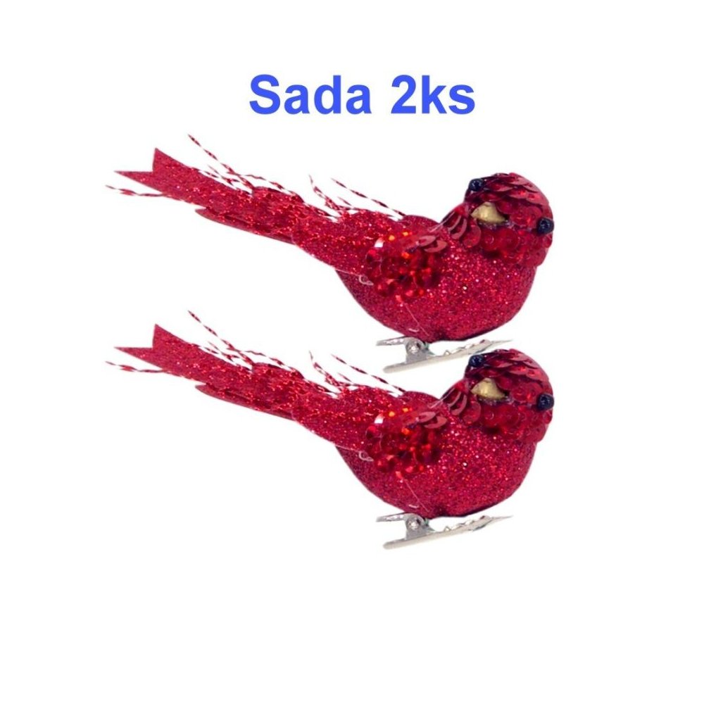 Červené dekoračné vtáča na štipci