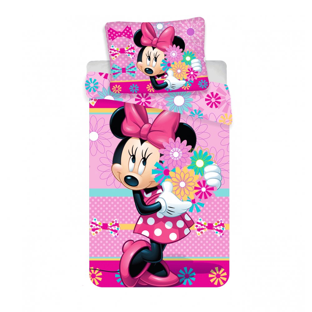 Disney obliečky 140 x 200 cm - Minnie Mouse s kvetmi